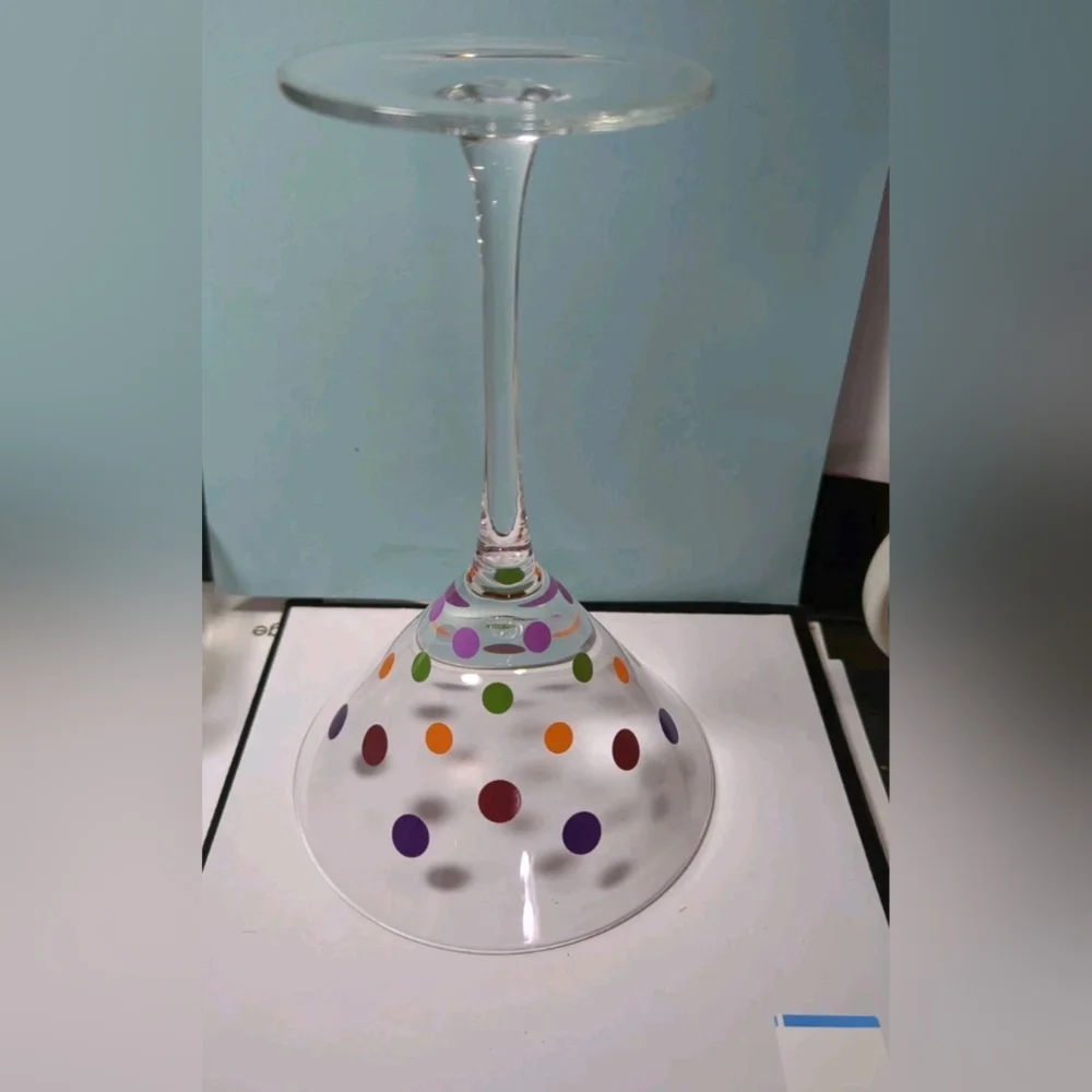 Pampered Chef Multi Color Dots Martini Glass